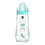 MAM Easy Active Babyflasche, mit Sauger, Größe 3, ergonomisch, 4+ Monate, 330 ml, hellblau