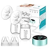 Elektrische Milchpumpe, Milchpumpe Elektrische Stillpumpe 3 Modi 10 Stufen Dual Wiederaufladbare Still-Doppel-Muttermilchpumpe Massage mit Touchscreen-LED