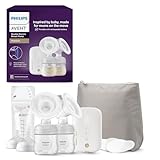 Elektronische Philips Avent Doppelmilchpumpe Premium - mit Natural Motion Technologie, wiederaufladbarem Akku, Timer-Anzeige (Modell SCF398/31)