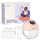 Nuliie Milchpumpe Elektrisch tragbare, 4 Modi, 9 Stufen, 24mm Flansch mit LED-Anzeige, Zusätzlich 1 Stück Flansch 18mm&21mm und Austauschbare Entenventile (1Pack, Rosa)