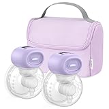 Nuliie Milchpumpe Elektrisch tragbare, Elektrische Milchpumpe freihändig mit 4 Saugmodi und 12 Stufen, inklusive 14/17/20/24/27 mm Flansch für jede Mutter (2packs, Purple)